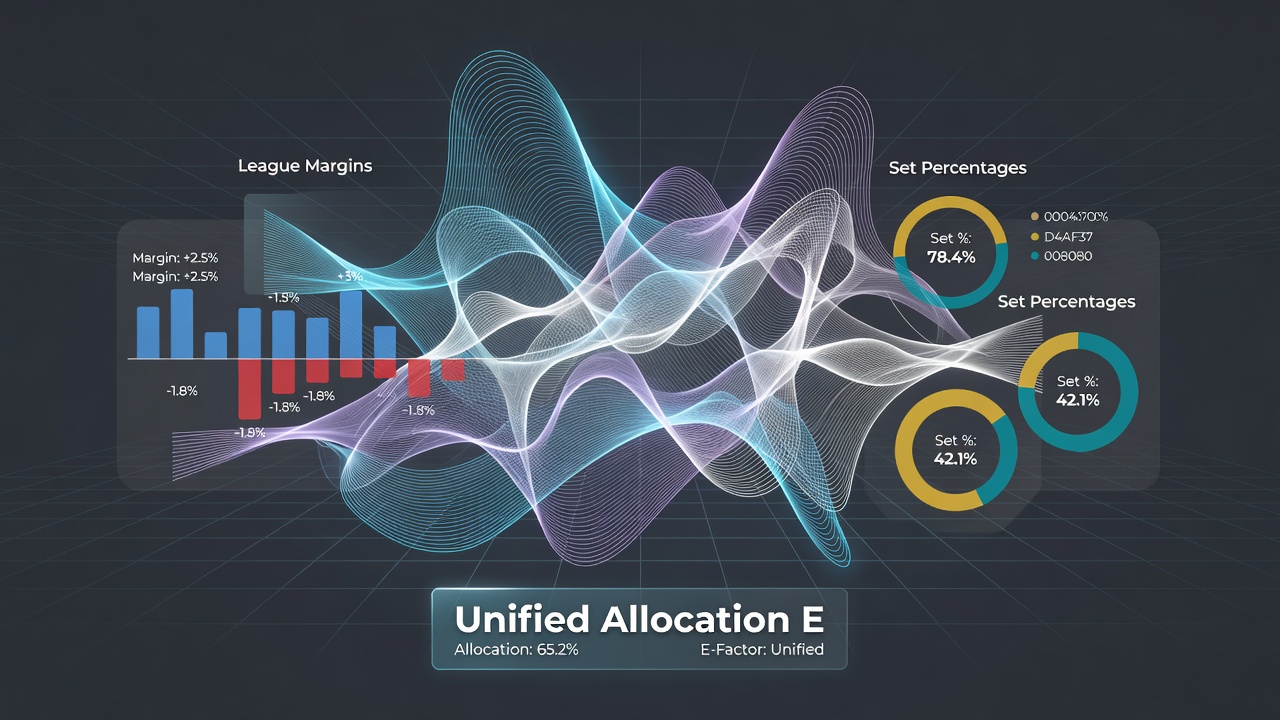 Flowchart illustrating data processing from league margins to tennis set percentages within a unified allocation engine