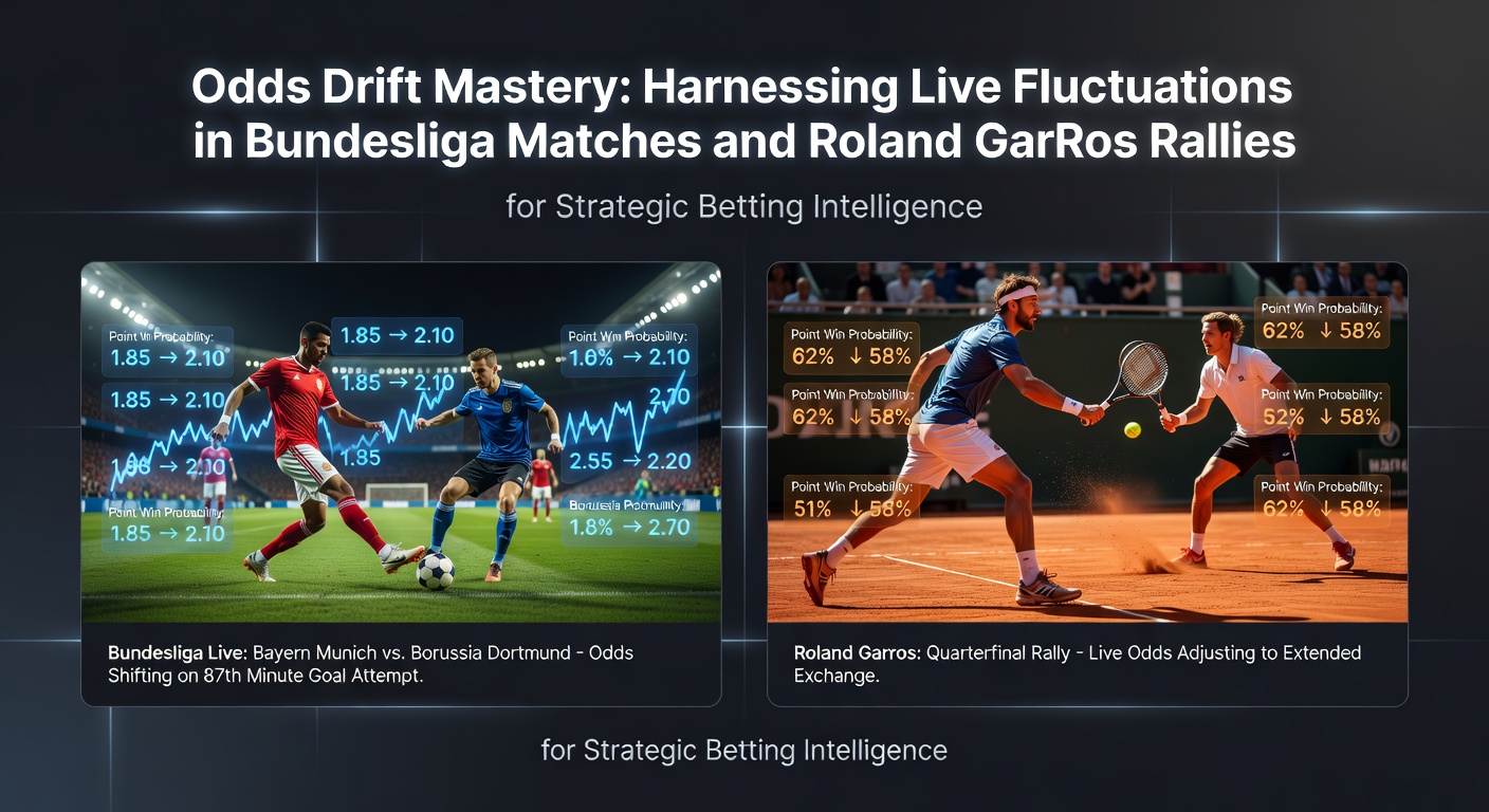 Close-up of a intense Roland Garros rally on clay, with overlaid live odds shifting as points unfold