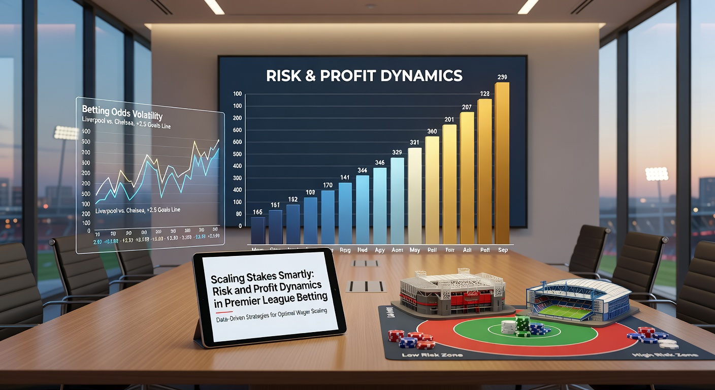 Infographic depicting Kelly Criterion application to Premier League odds, with example stakes for Manchester United vs. Arsenal
