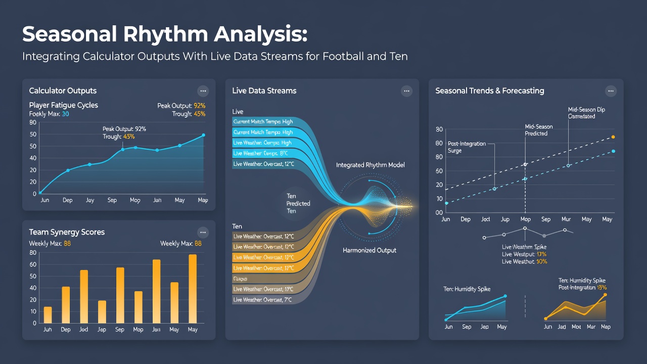 Live dashboard displaying real-time football and tennis metrics overlaid on seasonal trend charts